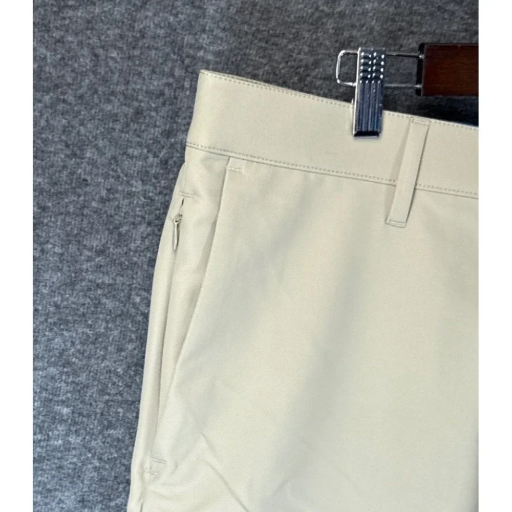 NWT Banana Republic Flat Front Pant Men 36x29 Tan Performance Polyester Trousers